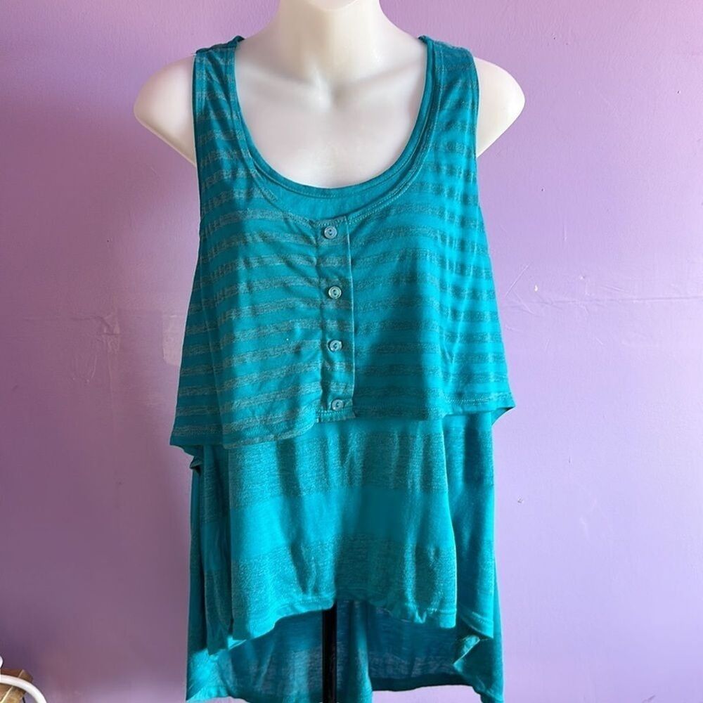 Wet Seal Women's Teal Layered Racerback Tank Top Size Large L